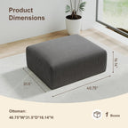 2 Square Cloud Footstool for Living Room, No Assembly Modular Corduroy Convertible Seat, Modern Boneless Style Sofa Accessory for Lounge or Bedroom