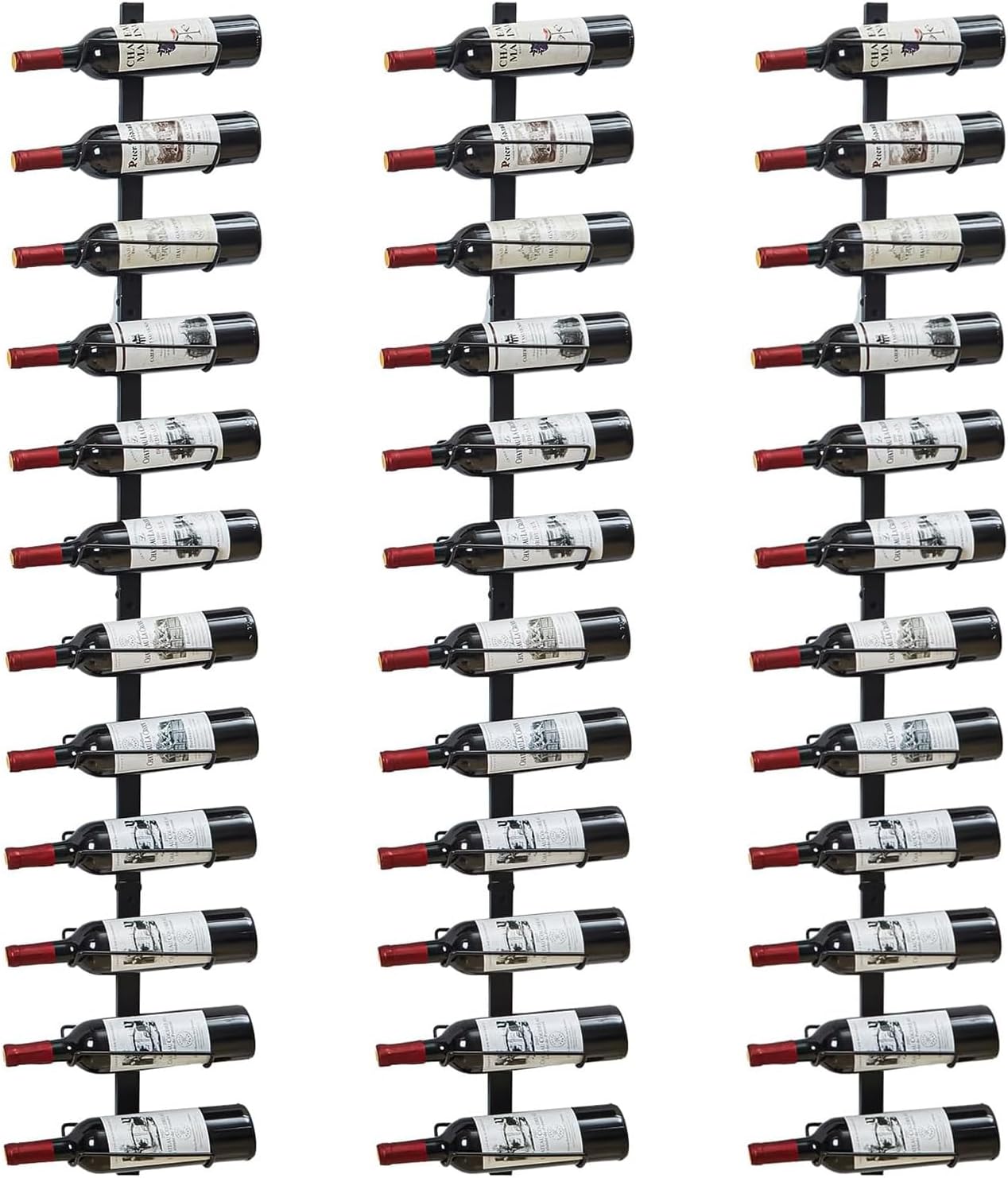 Sonyabecca 3 Pack 12 Bottle Wall Wine Rack, DIY Wine Rack Wall Mounted, Wall Mounted Wine Rack,Display Holder Used as One or Four, for Kitchen, Dining Room, Bar, Wine Cellar