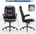 MALOL 300LBS PU Leather High-Back Executive Office Chairs, Heavy Duty Home Ergonomic Computer Chair Flip-Up Armrests & Reclining Backrest, Black