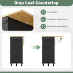 JY QAQA 39" Kitchen Island on Wheels with Storage Cabinet Kitchen Cart Cabinet with Shelves, Cart Handle for Towel Rack or Free Mobility, Portable Islands for Kitchen, Black