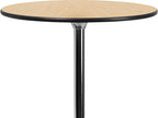 Flash Furniture Lars 30" Round Cocktail Table with 30" and 42" Columns, Adjustable Standard or Bar Height Round Table for Events or Home Use, Natural