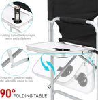 Outvita 26" Tall Directors Chair Height Seat Folding with Side Table Storage Bag, Support for 300Lbs Portable Makeup Artist Chair with Bar Height(Black)