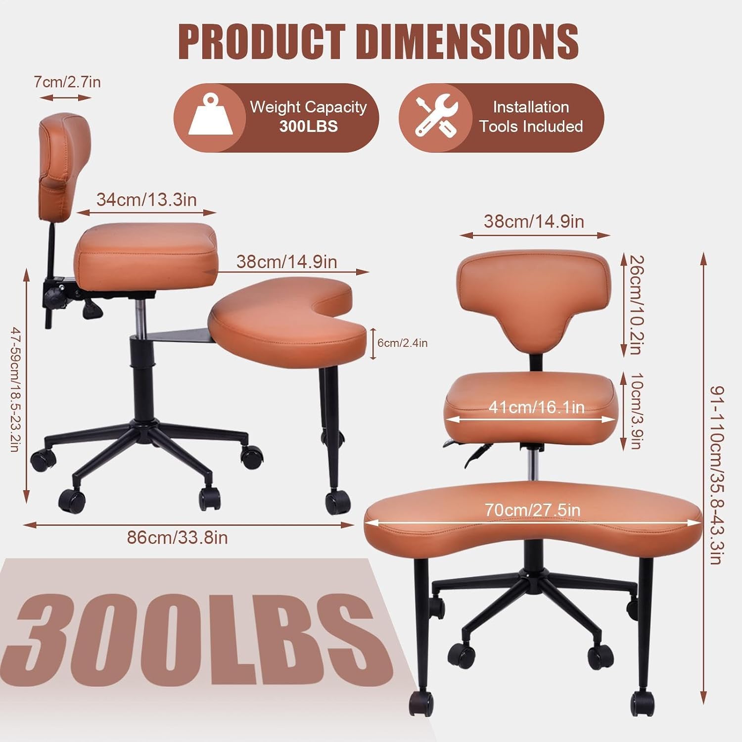 Meditation Chair | Relaxing Chair with Wheels | Height Adjustable Seat with Lumbar Support | for Adults Fidget and Yoga, Pose Improvement
