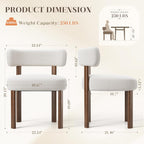 Wooden Dining Chairs Set of 2, Upholstered Kitchen Chairs with Solid Wood Legs, Mid Century Dining Room Chair with Ergonomic Curved Backrest for Kitchen Dining Vanity, Beige