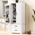 71" Farmhouse Kitchen Pantry Cabinet with 2 Large Drawers, Freestanding Cupboard Sideboard Storage Cabinet with 8 Door Shelves and Adjustable Shelves for Kitchen,Dining Room,Living Room,Laundry