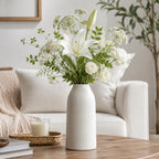hjn 12 Inch White Ceramic Vase for Flowers, Matte Tall Modern Vase for Decor Minimalist Flower Vase for Home Decor Living Room Tabletop Centerpiece