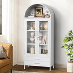 Holiwei Metal Storage Cabinet, 73" Arched Kitchen Pantry Organizer with 2 Drawers & 2 Adjustable Shelves, Freestanding Display Cabinet for Living Room