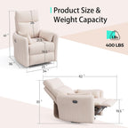 LINSY 360 Swivel Recliner Chair, Nursery Glider Rocking Chair with 2 Pillows, Corduroy Nursing Chair Comfy High Back Adult Rocker Recliner for Small Spaces, Nursery Bedroom Living Room (Beige)