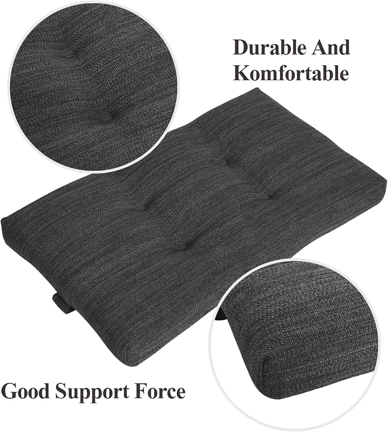 baibu Set of 2 Memory Foam Stool Cushion Rectangular, Dual-Layer Design Saddle Stool Pads Bar Stool Cushions with Four Straps- 2 Pads Only (Gray-Black, 18x9.5x1.5in)