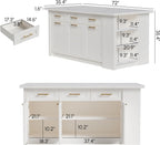 homary Kitchen Island with Bar Stools Set,71" White Kitchen Island with Seating,Sintered Stone Top & Drawers,Freestanding Multifunctional Island Table with 2 Chairs