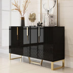 homary Modern 59" Buffet Cabinet Table with 4 Doors & 6 Shelves - Sideboard Cabinet for Dining Room, Kitchen (Black)