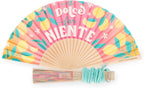 LEGAMI – Folding fan ¡Que Calor! Dolce Far Niente, detachable and adjustable drawstring with matching design, made of polyester, wooden handle, 3.6 x 23 cm