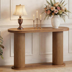 Garvee Fluted Console Table, 42.5 Inch Narrow Wood Entryway Table with Storage Shelf, Sofa Table Behind the Couch, for Hallway, Living Room, Foyer, Entrance, Walnut