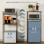 2-Tier Mini Fridge and Microwave Storage Shelf,Adjustable Height Metal Small Refrigerator Stand,110 lbs Capacity per Shelf, Max 220 lbs Total for Kitchen, Office, and Dorms,24" L x 18" D x 52" H
