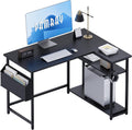 Pamray 40 Inch L Shaped Computer Desk with Reversible Side Storage Shelves, Small Corner Desk for Small Space Home Office, Writing Study Table PC Desk for Bedroom, Black