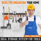 HORUSDY 64 Inch Adjustable Storage System, Wall Mount Tool Organizer, Tool Hangers for Mop and Broom Holder Shovel, Rake, Broom, Mop Holder, Etc (Pack of 2)