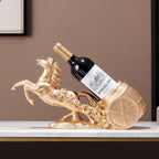 Horse Sculpture Resin Wine Bottle Holder - Tabletop Kitchen Decor, Decorative Storage Organizer for Home Bar Cellar, Unique Gift for Men Women Housewarming, Holds 1 Standard Bottle (B)