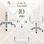 Furmax Vanity Office Chair with Wheels, Makeup PU Leather Executive Chair Modern Adjustable Home Desk Retro Comfortable Work Chair 360 Degree Swivel with Arms (White)