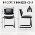 Cantilever Dining Chairs Set of 6, Mid Century Modern Dining Chairs with Black Metal Legs, Upholstered Leather Kitchen Chairs, Armless Cantilever Chair for Kitchen & Living Room, Black