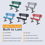 Outdoor Furniture Expanded Metal Bench, Heavy-Duty Park Steel Bench with Backrest, Weatherproof, Commercial-Grade, Thermoplastic Coating, Suitable for Garden, Patio, Outside (Black, 6ft)