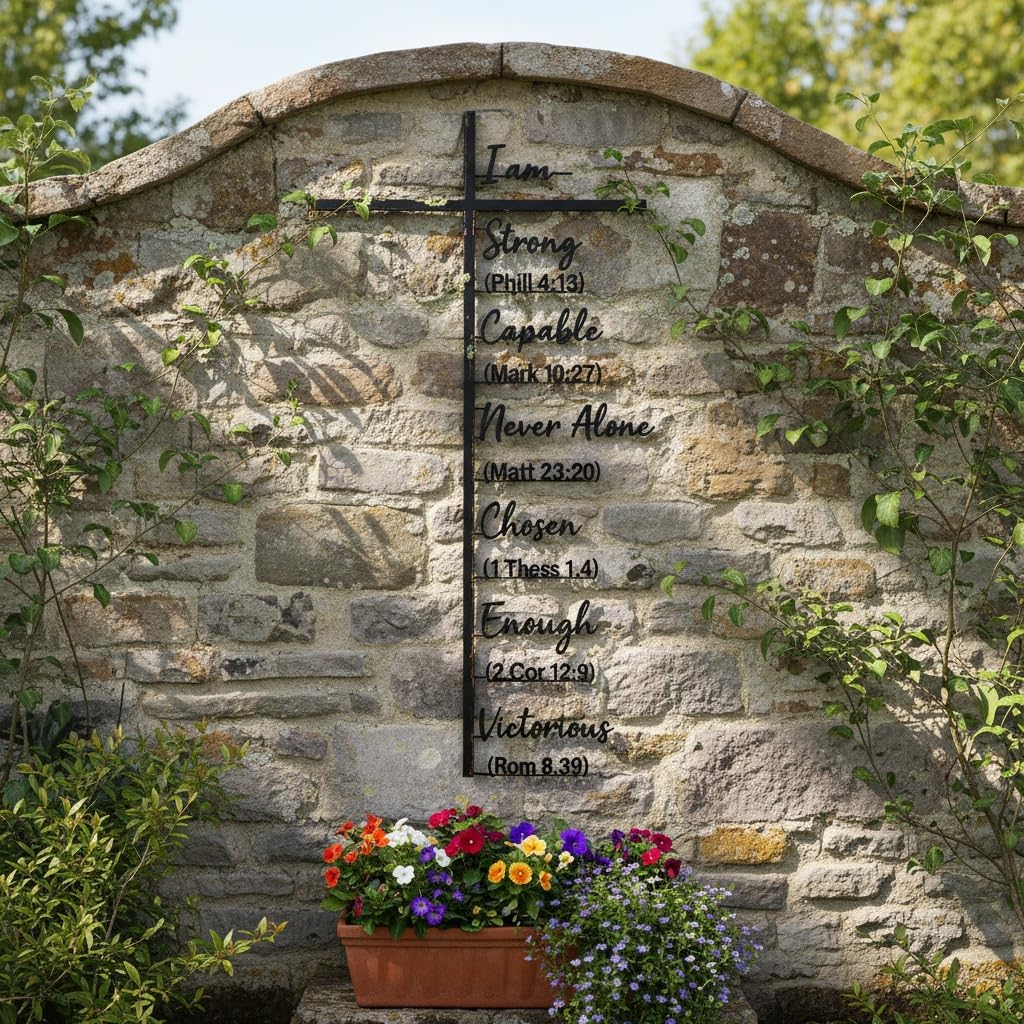Elegant Metal Cross Wall Art with Scripture, Scripture-Engraved Faithful Design for Peaceful Living Spaces, Metal Crosses Jesus Wall Art Decor for Home Church (19.69 inches)