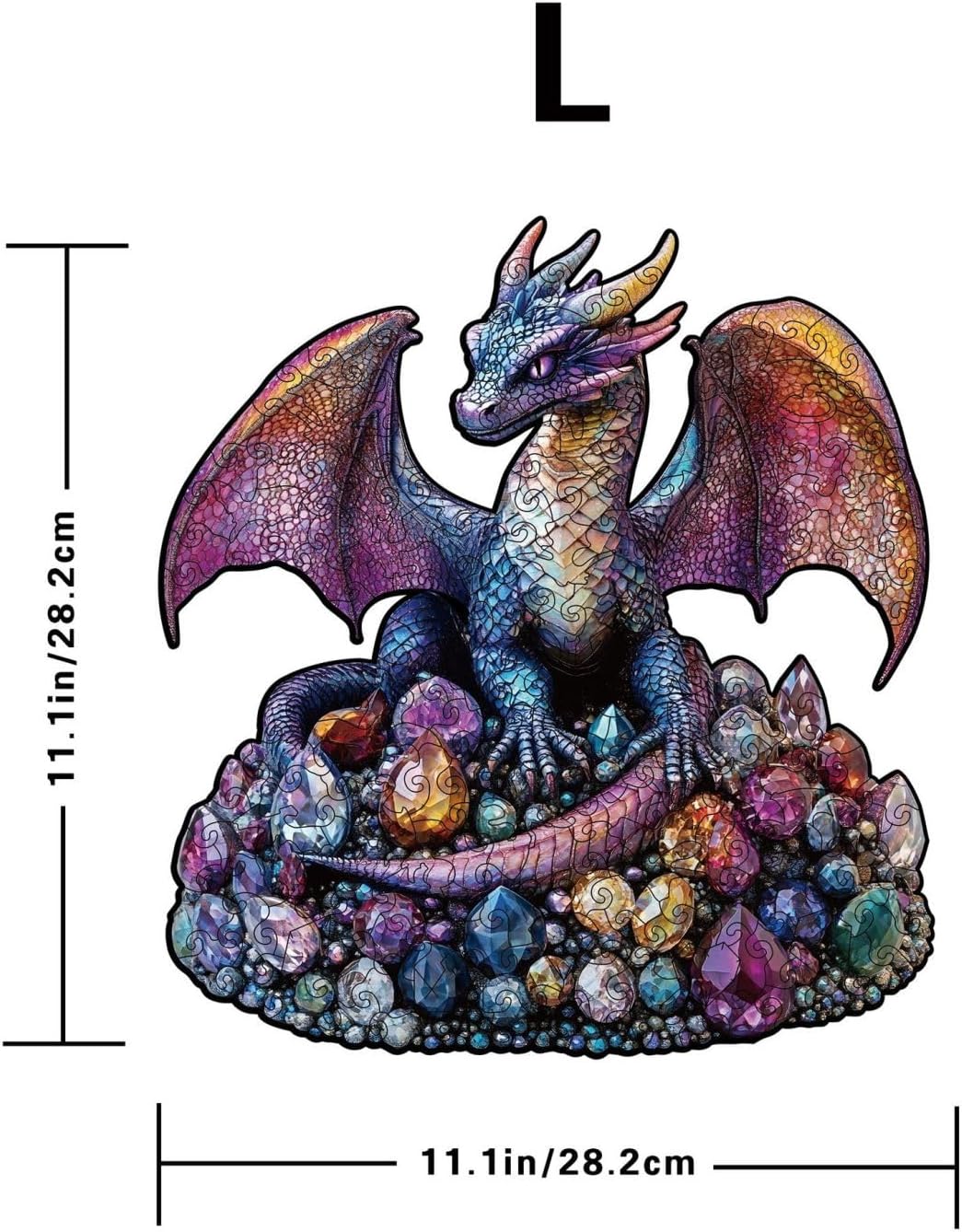 Wooden Puzzle for Adults, Rainbow Dragon Jigsaw Puzzles,Unique Irregular Shaped, Medium Difficulty&Stress Relief Puzzles, Ideal Holiday and Housewarming Gift for Home Deco (L-11 * 11 INCH 250PCS)