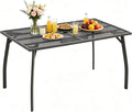 AECOJOY Outdoor Patio Dinning Table for 6, 51"x31" Rectangular Metal Steel Patio Outdoors Tables with 1.73" Umbrella Hole All Weather-Resistant for Lawn Backyard Garden, Porch Dark Grey