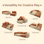Acanva Modular Kids Play Couch for Playroom Bedroom, Children Sectional Sofa Bed, Toddler Furniture, Convertible Floor Cushion, Mix-Color