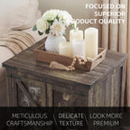 Farmhouse End Table, 24" Large End Tables with Storage, Rustic Square Sofa Beside Table with Glass Barn Door, Wood Side Table Square Nightstand for Living Room, Bedroom, Office (Antique Finish)