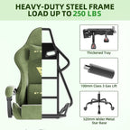 Gaming Chair Racing for Adult, Office Chair with Footrest Massage Lumbar Cushion, Velvet Fabric Reclining Video Game Chairs, Ergonomic Computer Chairs Height Adjustable, for Home Streaming, Green