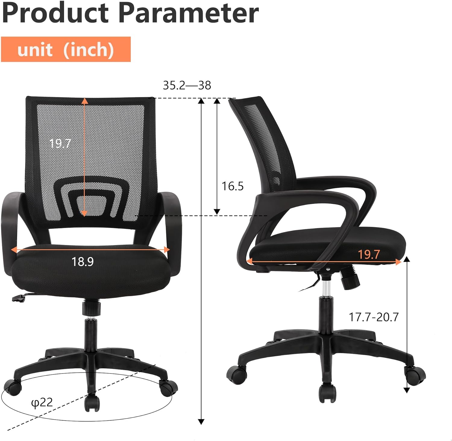 PayLessHere Home Office Chair Desk Computer Chair Adjustable Ergonomic Lumbar Support Armrest Executive with High Density Mesh 360 Degree Swivel Chair for Men Women Adults, Black