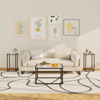 Garden 4 you Glass Side Table, Rectangle End Table with Metal Frame, Modern Bedside Table for Office, Bedroom, Living Room, Study, Small Spaces, Easy Assembly, 15.75 * 11.81 * 20.87 Inches, Black