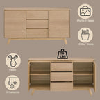 Oak Veneer Storage Cabinet, Dining Cabinet, Two Doors, Three Drawers, Spacious Storage Area,for Kitchen