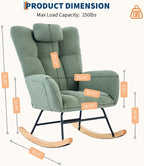 300lb Capacity Nursery Glider Rocker,Teddy Upholstered with Wood Legs for Living Room,Bedroom Nursery Includes Side Pockets