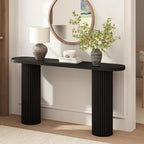 55" Fluted Console Table with Solid Wood Legs, Long Farmhouse Entryway Table with Rounded Corners, Morden Sofa Tables Behind Couch for Foyer, Entrance, Living Room, Hallway