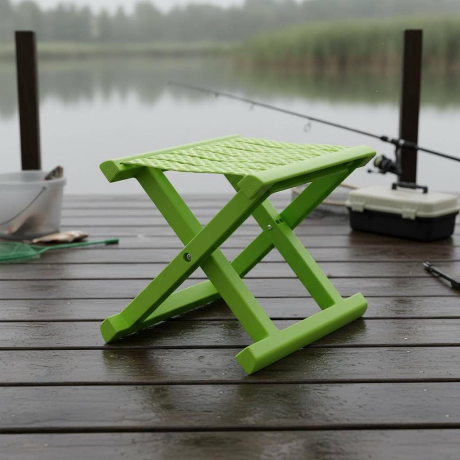 kowaku Foldable Seat Portable Folding Stool Chair Travel Stool Lightweight Hand Carry Design Rugged PP Body Water Resistant Finish Suitable for Camping Hiking Fishing Dorm Room Garden, Yellow