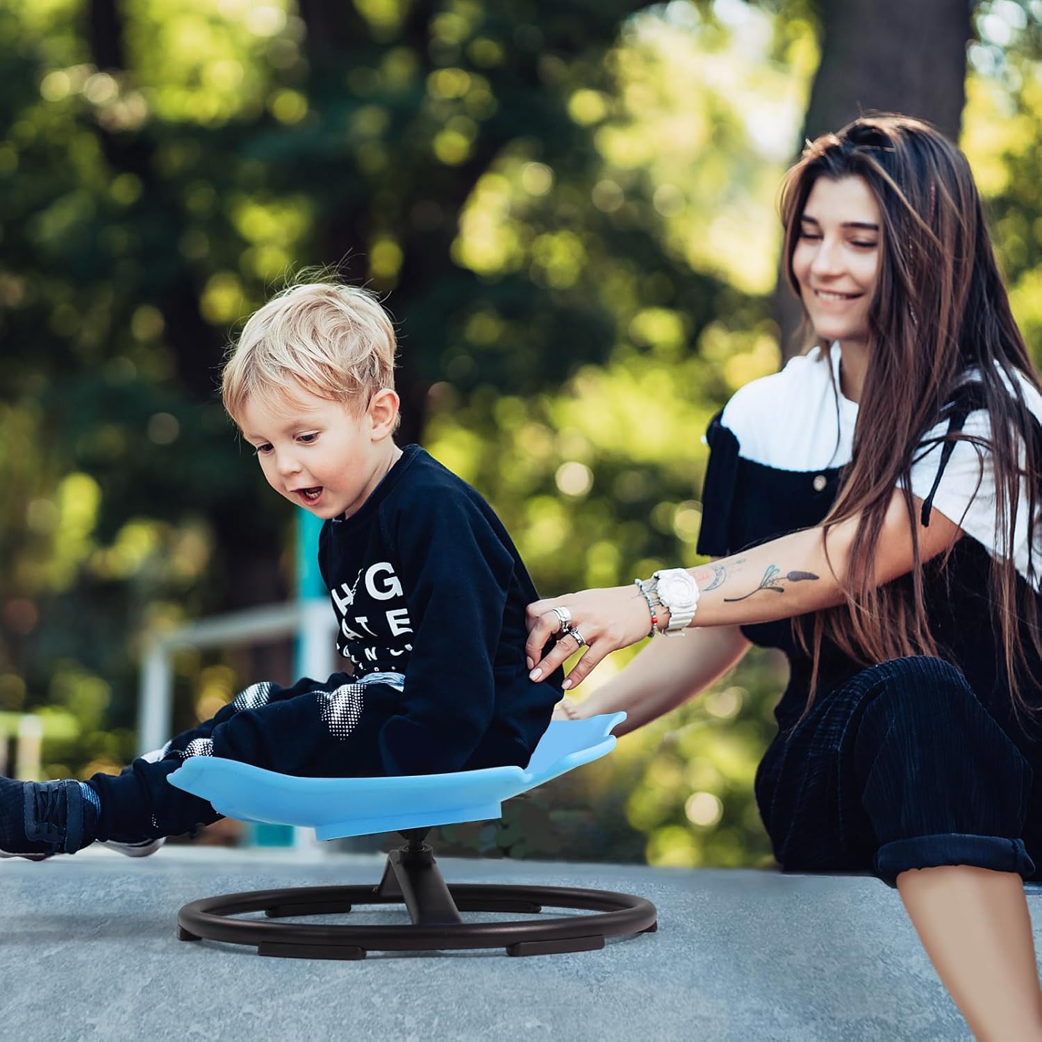 Sensory Spinning Chair for Kids with Autism & ADHD, Swivel Chair for Indoor/Outdoor Use, Sit and Spin Toys, Fish-Shaped Sensory Chairs for Autistic Children, Training Body Coordination (Blue)
