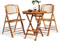 VINGLI Bamboo Folding Chair Table 3 Piece Bistro Set, Foldable Dining Wood Chairs Comfortable Seat for Outdoor & Indoor, Patio, Porch, Wedding, Party, Event, 3 Pack