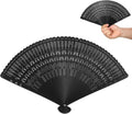 NUOBESTY Bamboo Folding Fan 12.5 Inch Vintage Hand Held Fan for Women Portable Foldable Hand for Summer Weddings Parties and Home Decoration (Black)