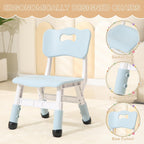 Kids Table and 2 Chairs Set, Height Adjustable Toddler Chairs, Graffiti Desktop Study With Anti-Slip Foot Covers, Children Activity Set for Ages 2-10, Blue Grey