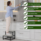 LIANTRAL Step Stool for Adults & Kids, Heavy Duty Wooden Stepping Stools, Bedside Foot Stool with 500lbs Load Capacity, Non-Slip 2 Step Stool for Bed, Kitchen, RV - Gray