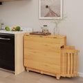 Folding Dining Table Set for 4, Foldable Kitchen Dinning Set with Chairs | Bamboo, Double Drop Leaf Device, Inside of Dinner Table Can Store Fold Chairs, Assembly Free for Compact Apartment - Wood