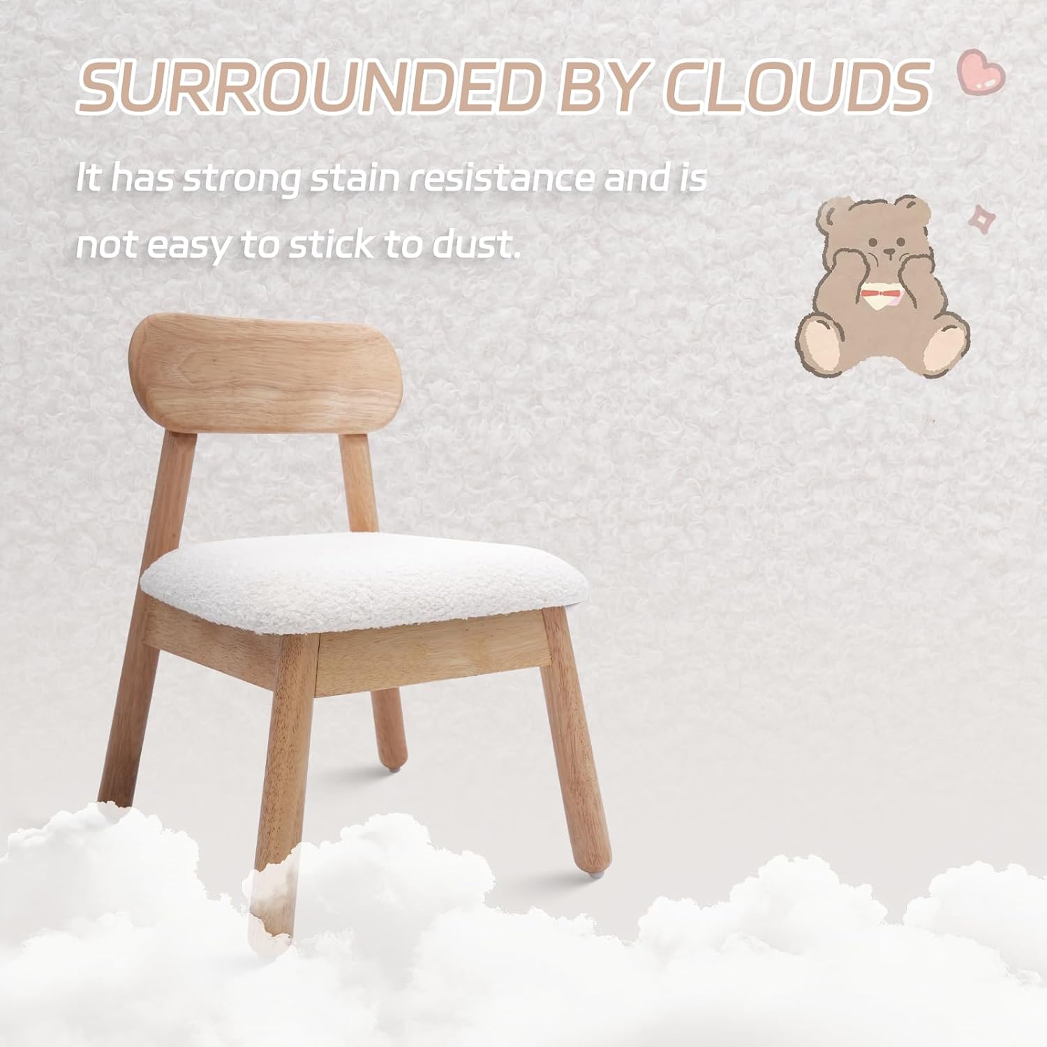Wood Kid Armchair, Toddler Chairs Ages 1-4, Kid Chair with Solid Wooden Frame, Toddler Armchair Comfy, Upholstered Kids Chair for Playroom, Bedroom, Kindergarten & Preschool, White