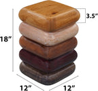 Zyra 18 Inch Side End Table, Sculptural Stacked Design, Mango and Acacia Wood Artisanship, Brown Finish, Modern Accent Table for Living Room, Bedroom, Entryway and Home Decor Display