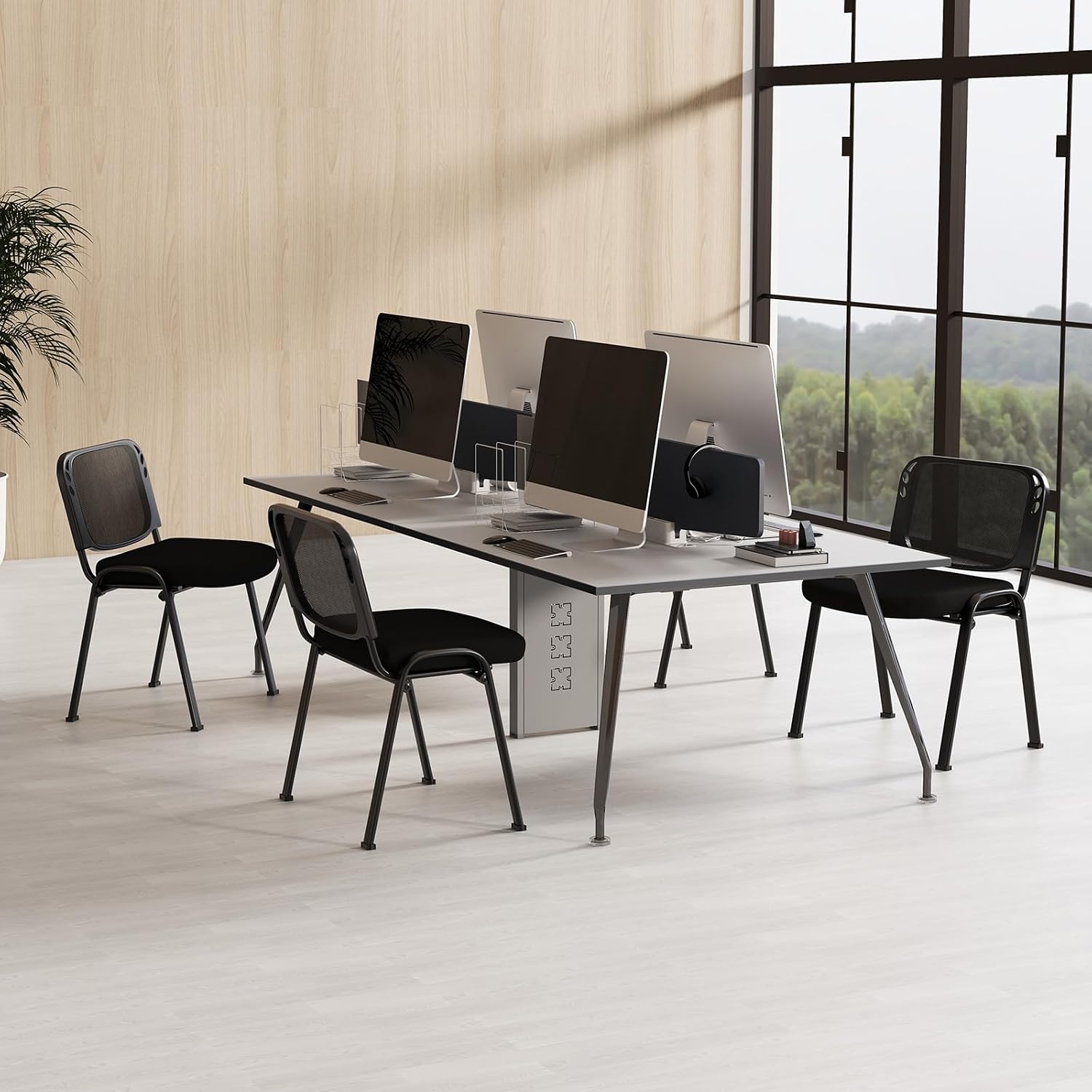 Giantex Set of 10 Office Guest Chair, Stackable Waiting Room Chair with Padded Seat, Metal Frame, 330Lbs Capacity, Conference Room Chair, Reception Chair for Lobby, Training Room, Meeting Room
