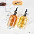 Simple Syrup Bottles Set of 2, Glass Coffee Syrup Dispenser Bottles 7 OZ With Metal Pour Spout, Labels and Stopper, Glass Syrup Dispenser for Maple Honey Syrup Oil and Sauces, LC002