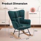 Simple Deluxe Nursery Rocking Chair, Teddy Upholstered Glider Rocker with High Backrest, Comfy Accent Armchair for Nursing & Reading, Standard Size, Green