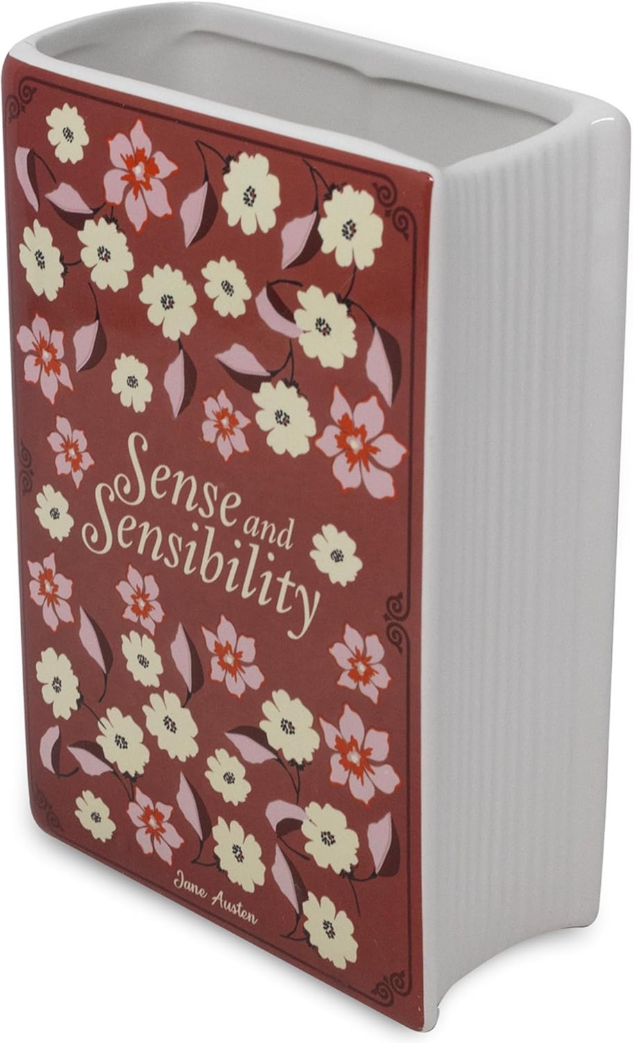 Steel Mill & Co Original Jane Austen Book-Shaped Decorative Vase, Ceramic Vases for Home Decor, Cute Bookshelf Decor, Unique Vase for Book Lovers (Sense and Sensibility)