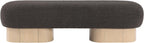 Meridian Furniture 22001Brown Robertson Collection Art Deco Bench with Luxurious Brown Boucle Fabric and Rich Natural Oak Finish, 60.5" W x 18" D x 16" H, Brown