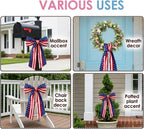 2pcs Patriotic Wreath Sash for Front Door, Sashes for Wreath Doorway Decoration, Stars and Stripes